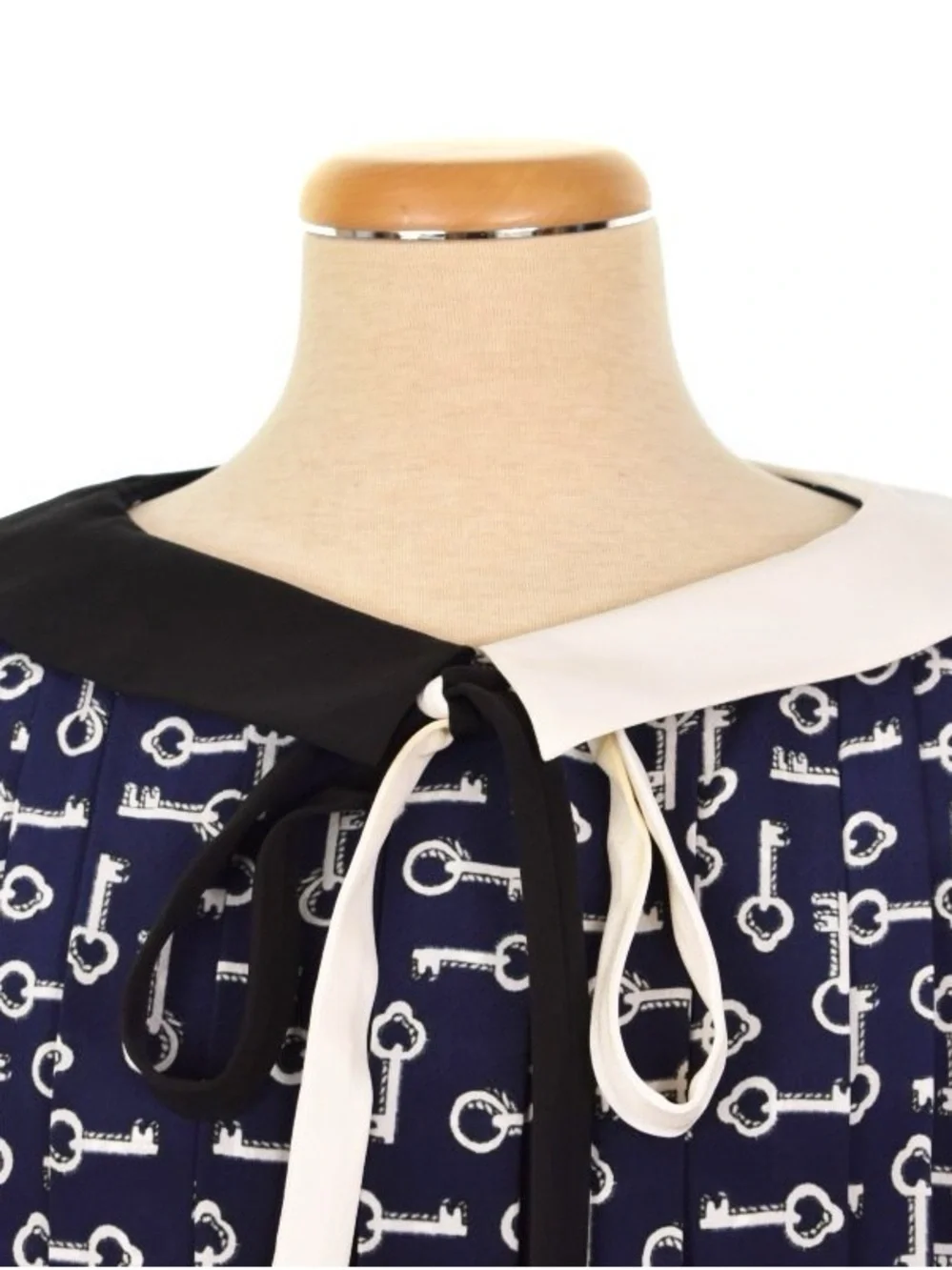 Louis Vuitton Navy and White Key-Print Sailor Collar Kids Dress